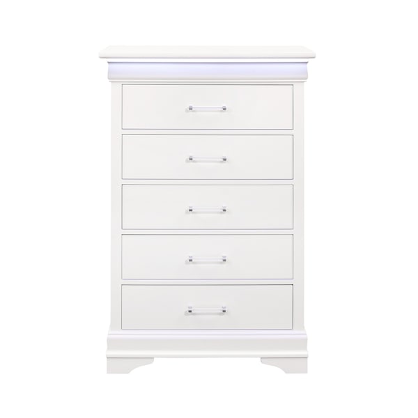 Global Furniture Usa Traditional Glam Crisp White W/ LED Charlie White Chest With Led 732 - main